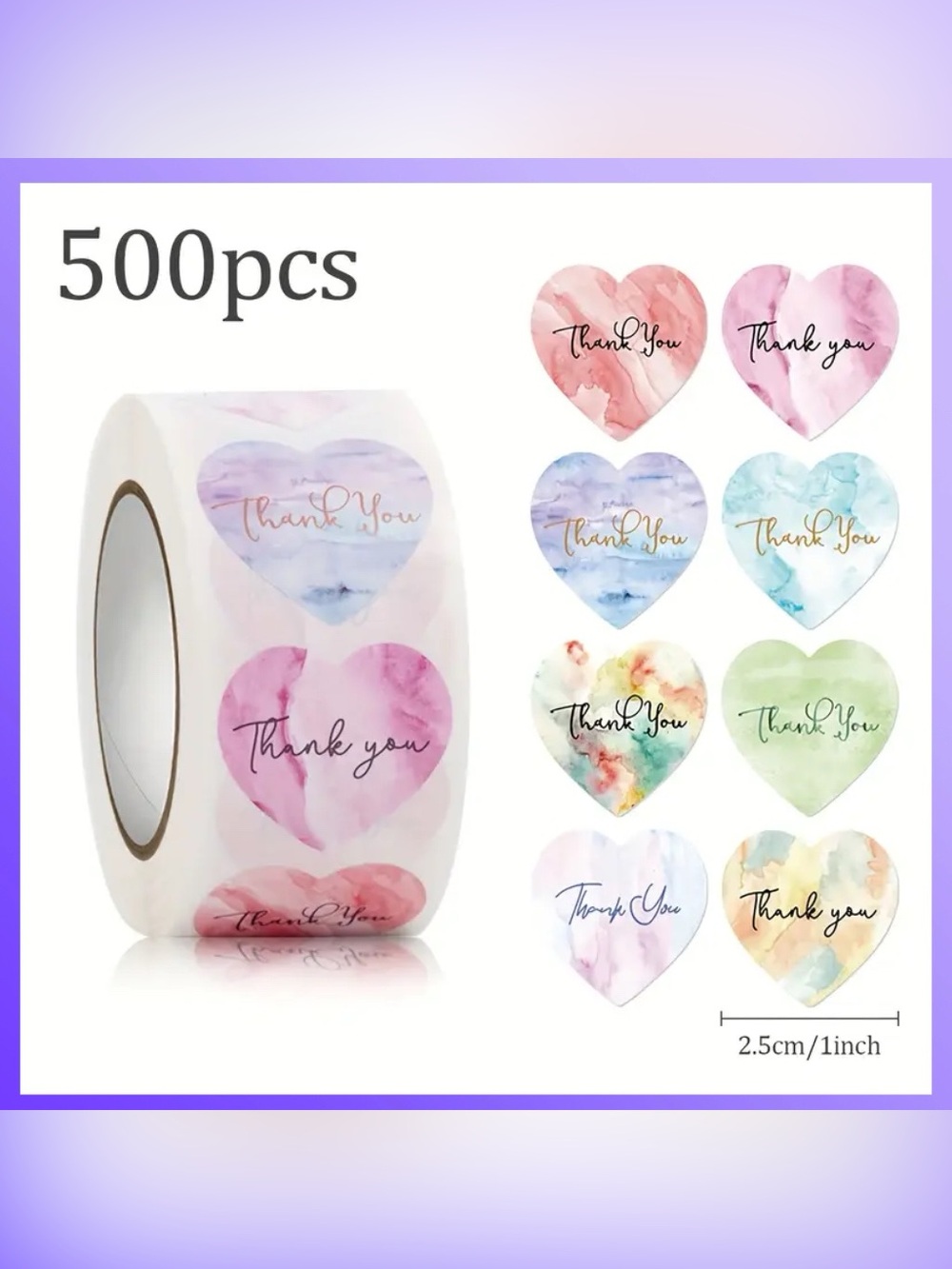 500 stickers $12 • 1” size THANK YOU hearts • brand new